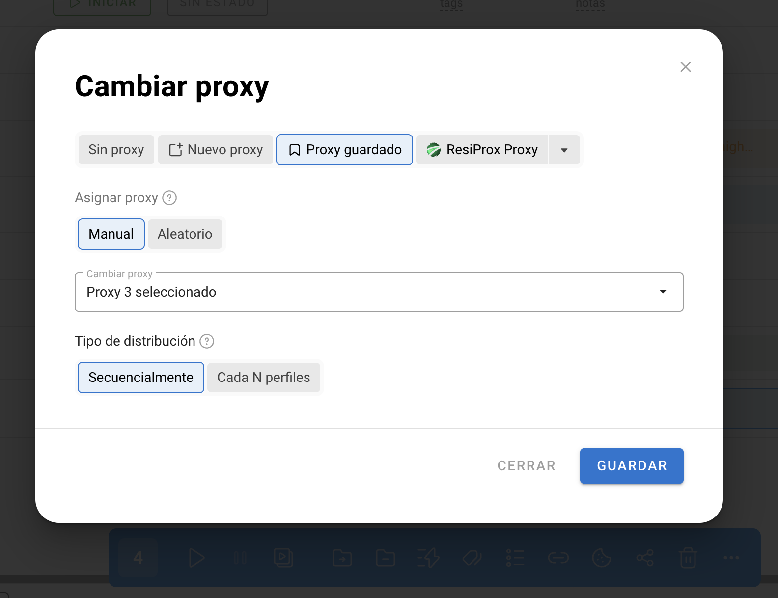 Dolphin Anty — Configuración de proxies (11)