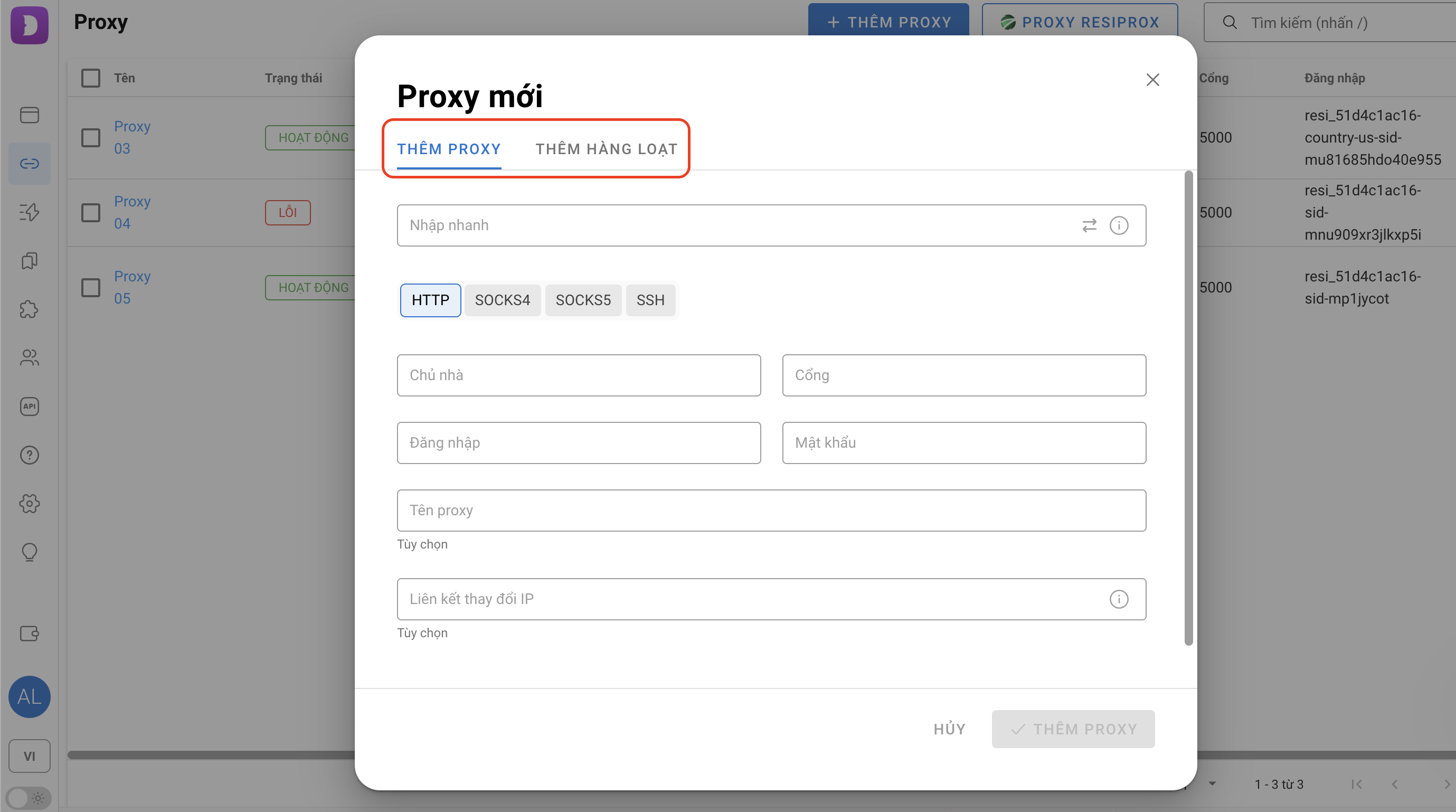 Dolphin Anty — Thiết lập proxy (10)
