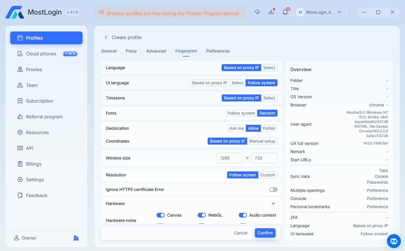 Stack công nghệ của MostLogin