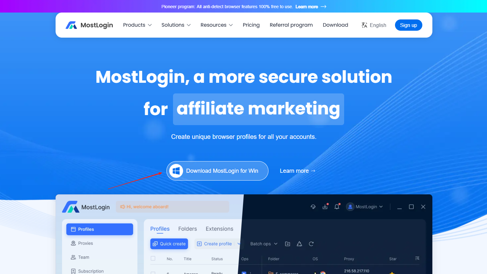 Giao diện Client MostLogin